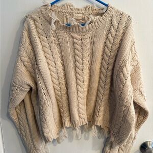 Altar'd State Cream Cable Knit Sweater